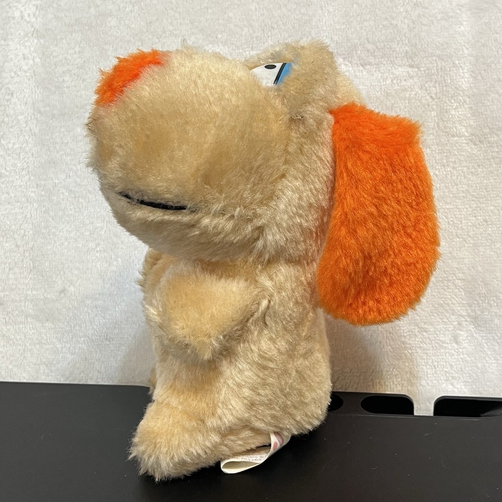 Vintage Acme Puppy Stuffed Dog Plush 1985 Cartoon Carnival Style Yellow Orange